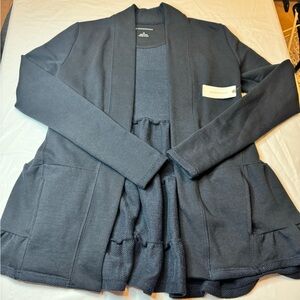 NWT! Anthropologie Black Lila Tiered Babydoll Cardigan Sweater size XS